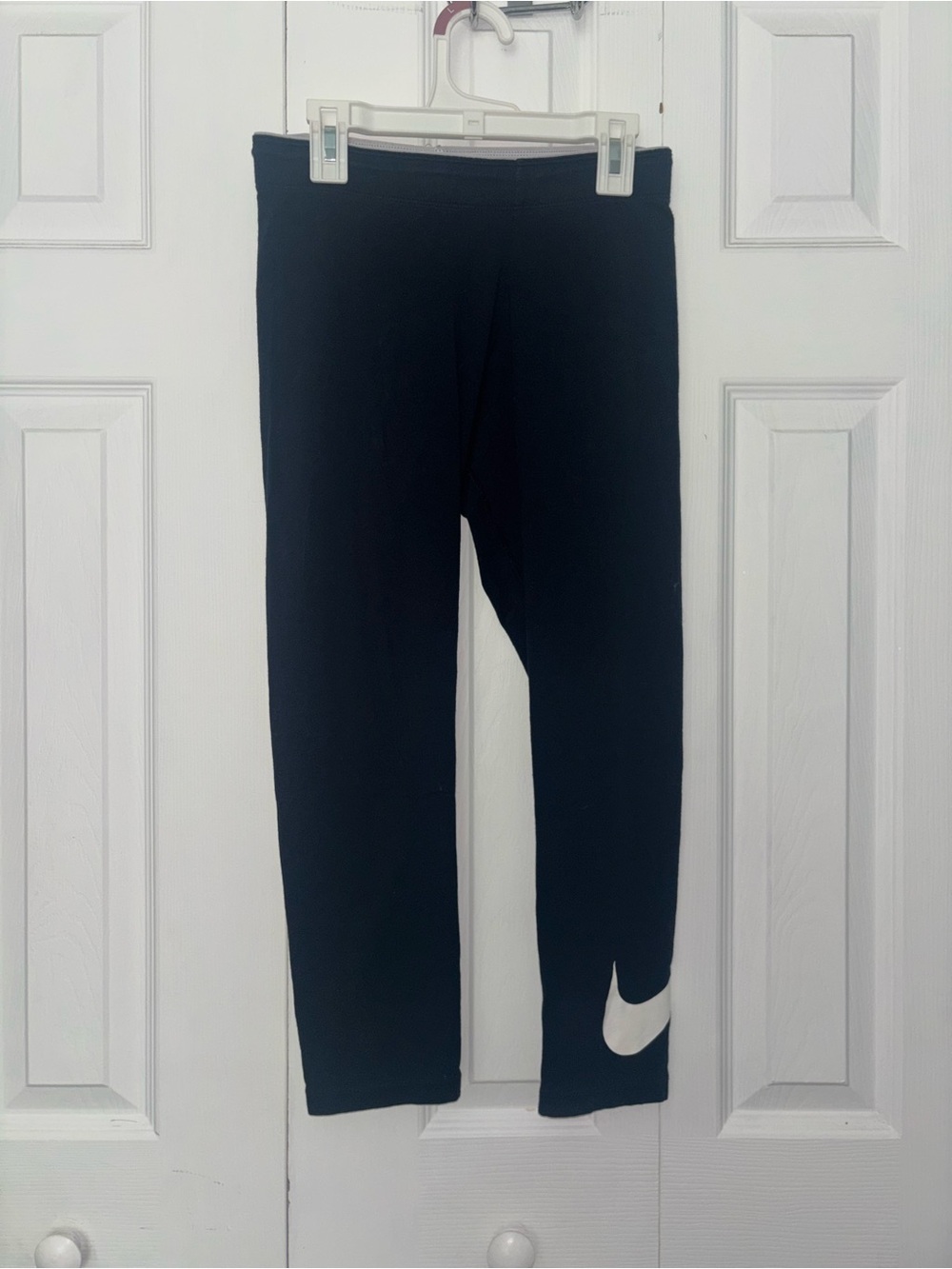 Nike Navy Blue Leggings with White Swoosh Accent